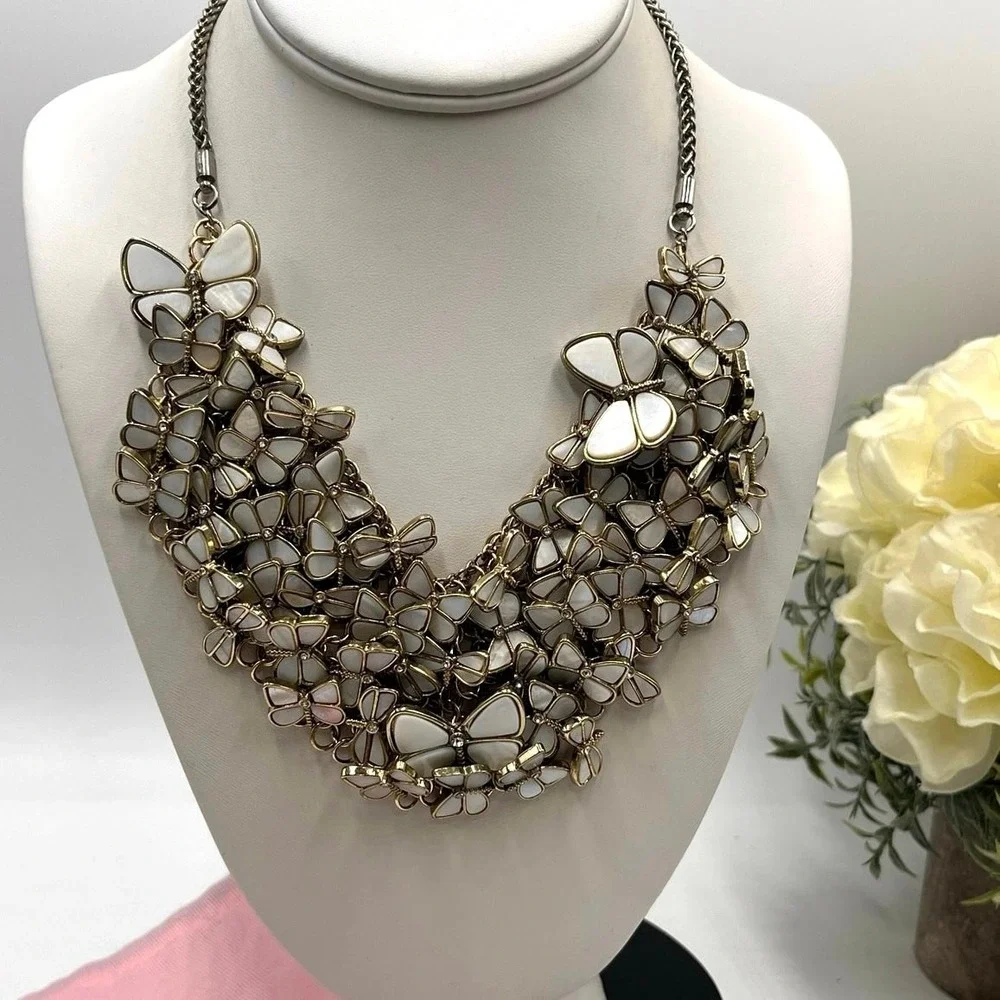 Kate Spade New York Papillon Faux Pearl Inlay Butterfly Bib Statement Necklace